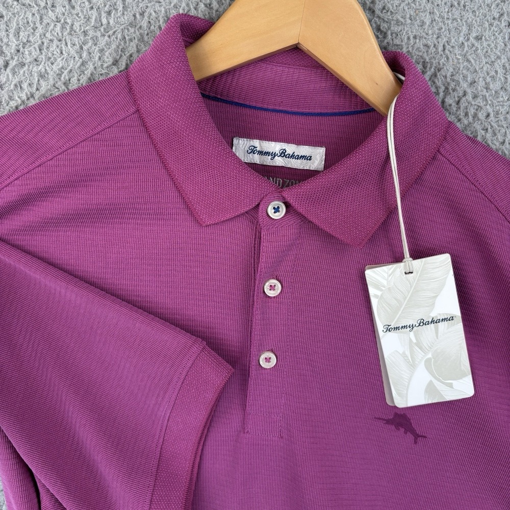 NEW Tommy Bahama Polo Shirt Mens Large Fuchsia Island Zone Golf Casual